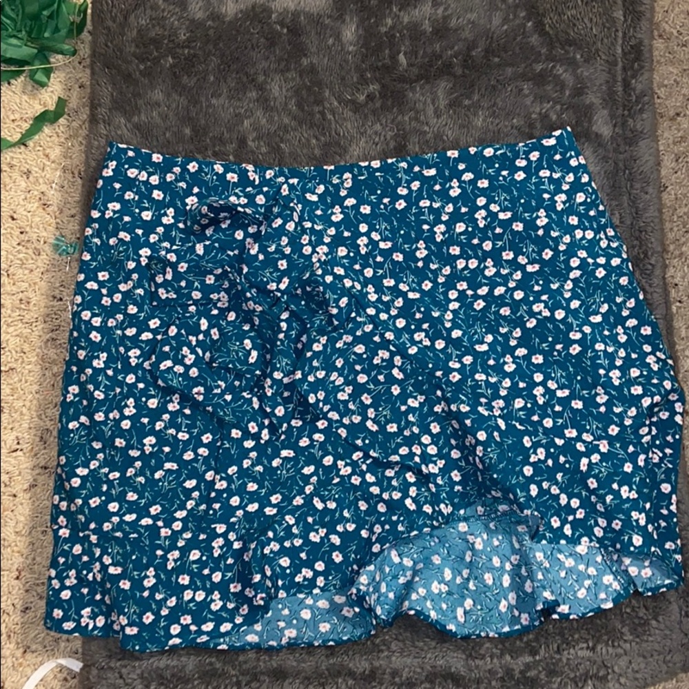 shein aqua wrap skirt